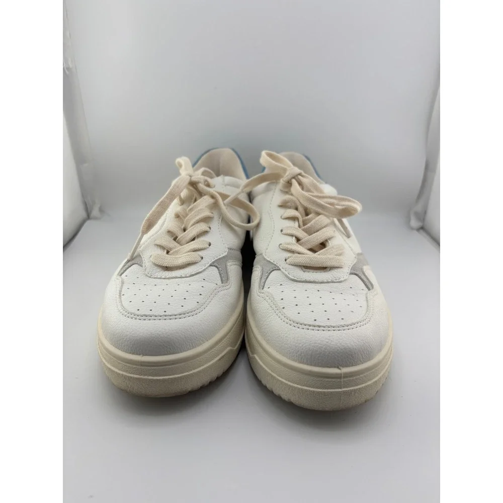 Steve Madden White Leather Suede Low Top Platform Sneakers Made in Italy Size 6